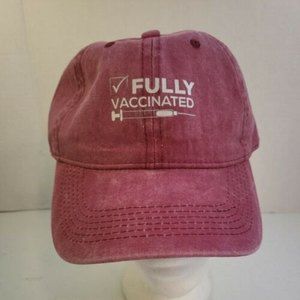 Fully Vaccinated Red Washed/Faded Look New Without Tags Adjustable Hat